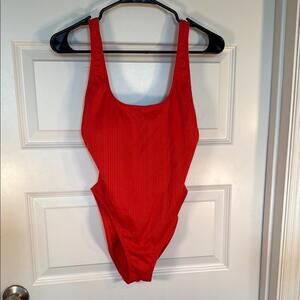 Vince Camuto Bright Red Textured One-Piece Swimsuit